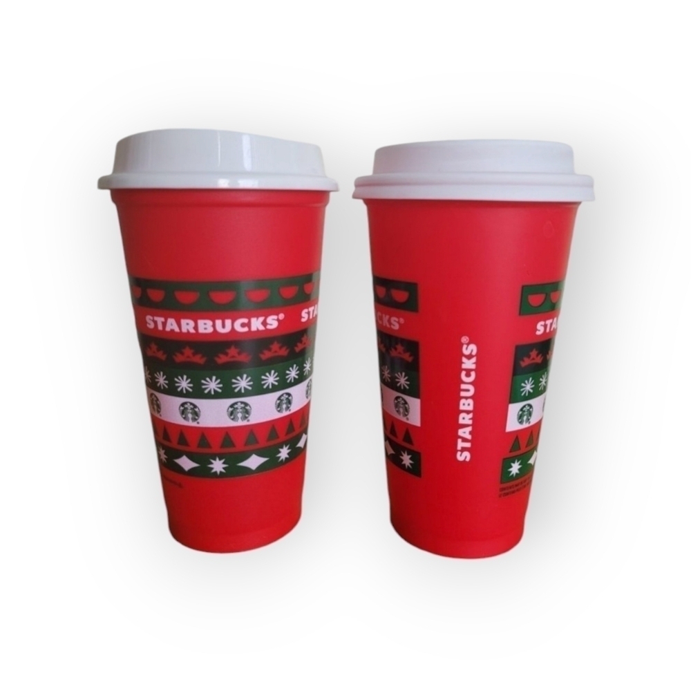 Starbucks Holiday 2020 Red Cups Set of 2 Reusable 16oz Collector Drinkware Gifts